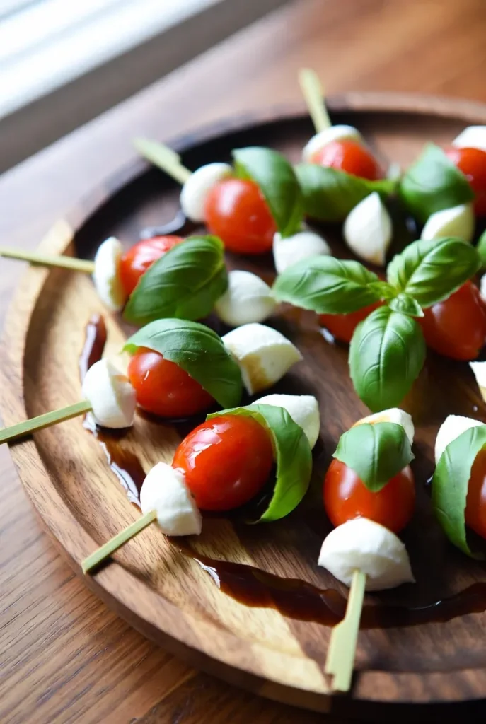 Mini Caprese Skewers with Balsamic Glaze