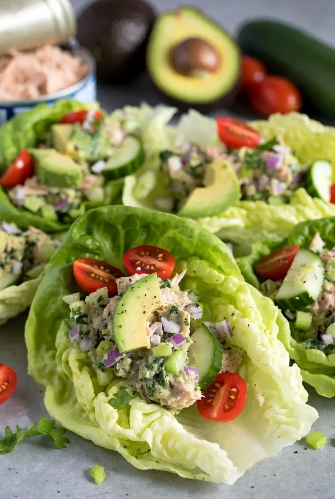 No-Cook Avocado Tuna Salad Lettuce Wraps
