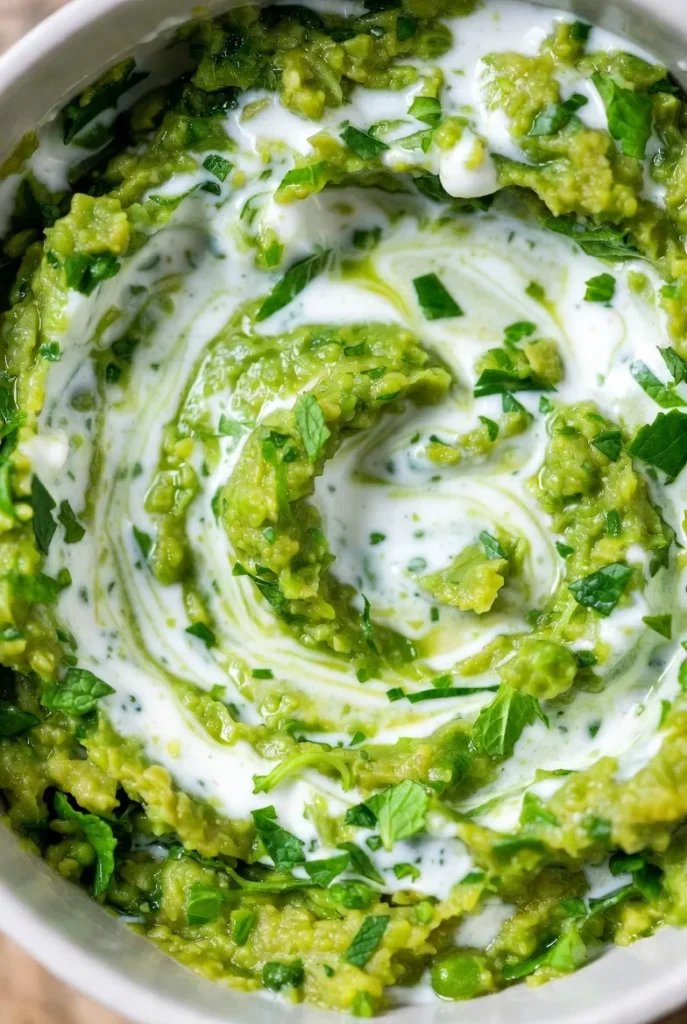 Pea and Mint Puree with a Yogurt Twist