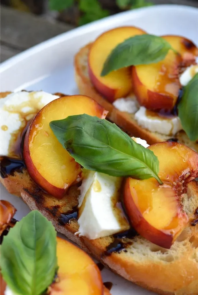 Peach Caprese Bruschetta