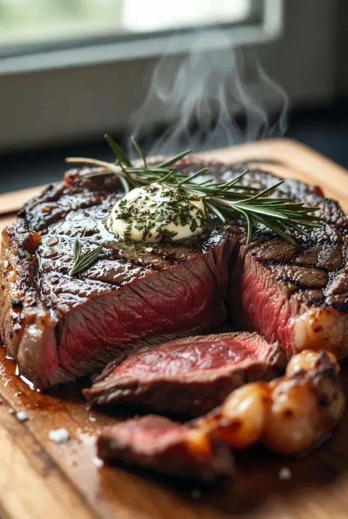 Perfect Grilled Ribeye Steak with Garlic Herb Butter