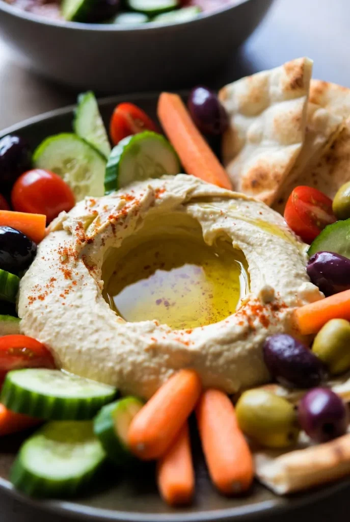 Quick & Creamy Hummus Platter with Veggie Dippers