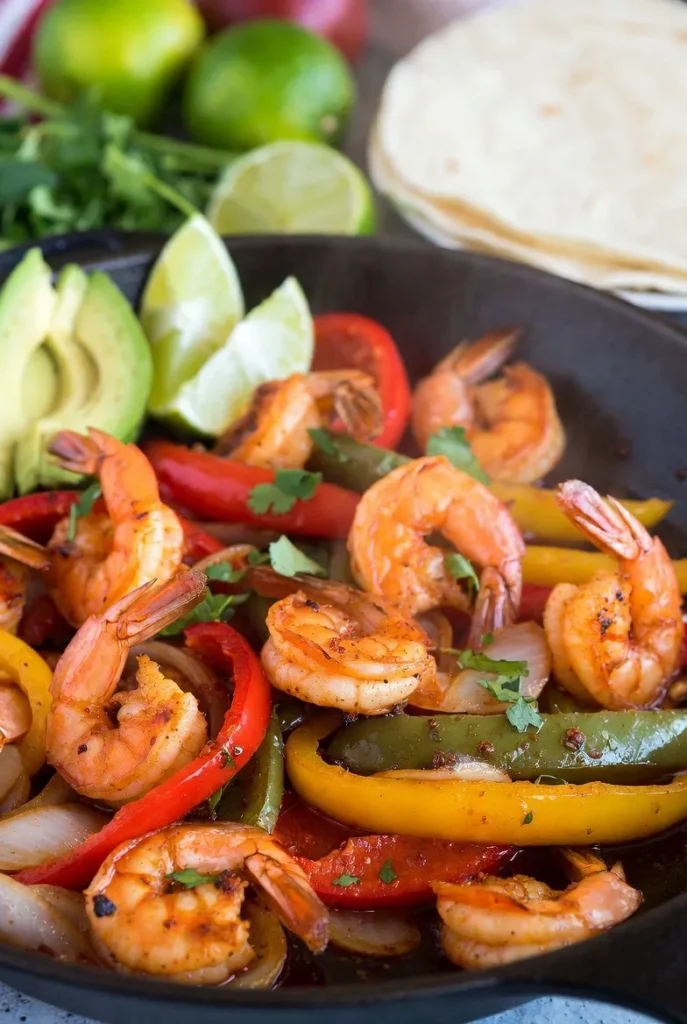 Quick Shrimp Fajitas with Bell Peppers