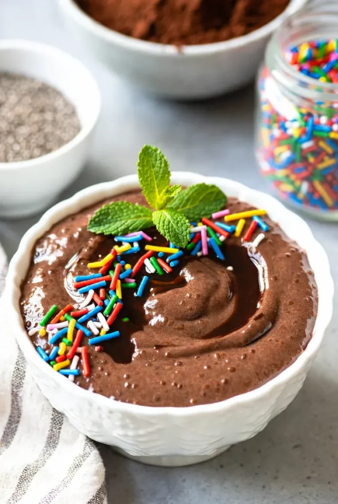 Rainbow Sprinkle Chocolate Chia Pudding
