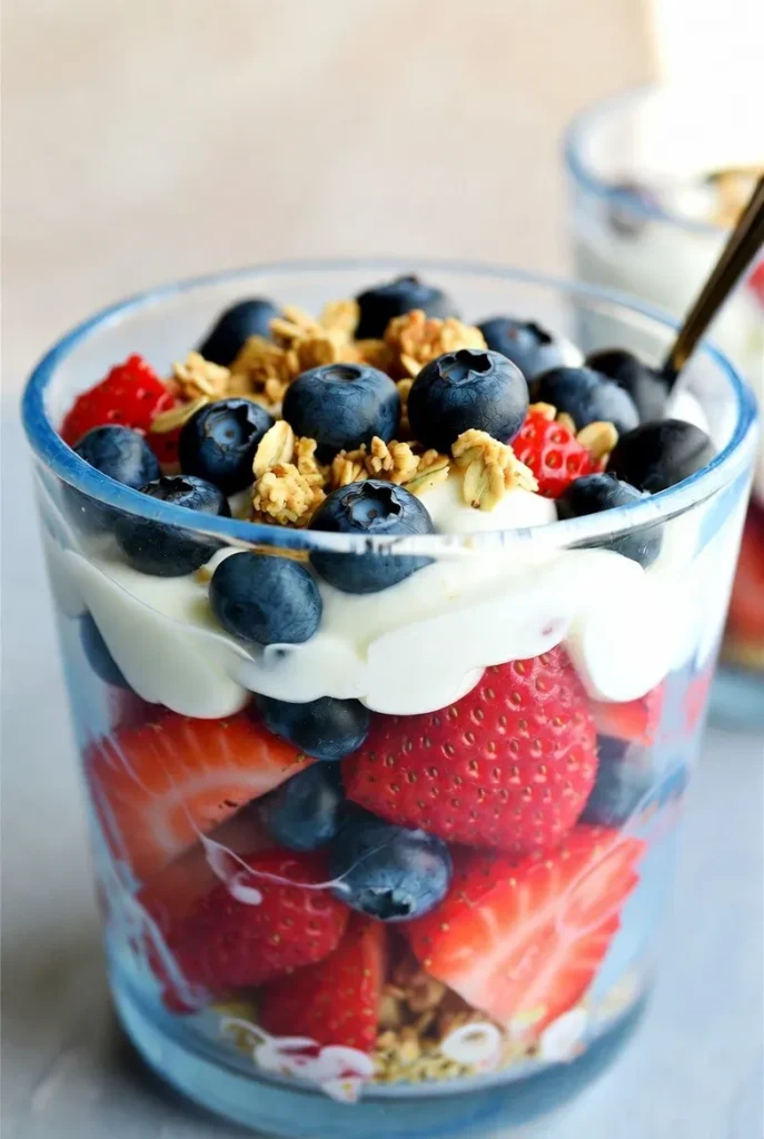 Red, White, and Blue Berry Parfaits