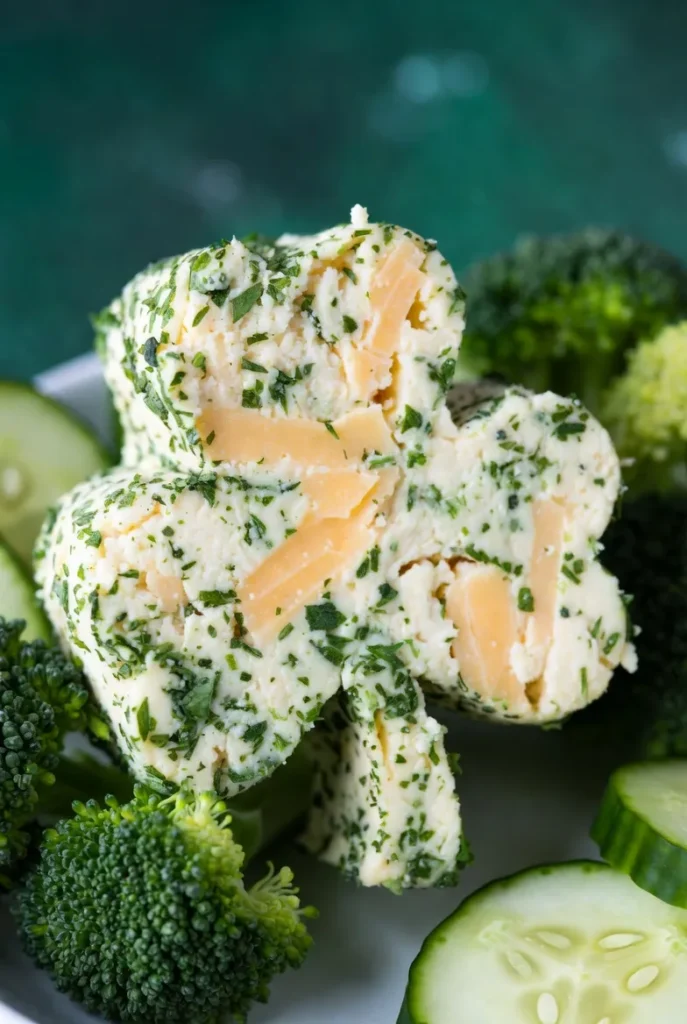 Shamrock Cheese Ball with Veggie Dippers