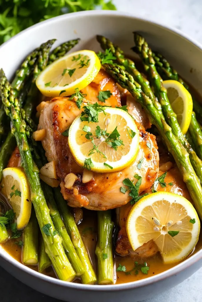 Slow Cooker Lemon Garlic Chicken with Asparagus