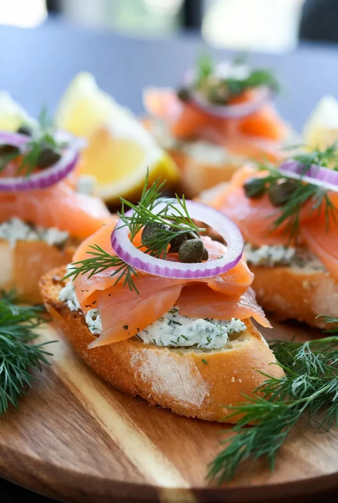 Smoked Salmon Crostini with Dill Cream Cheese