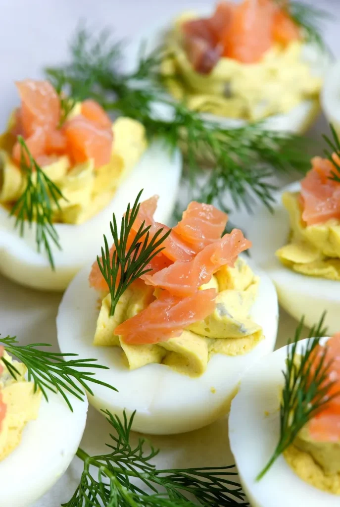 Smoky Deviled Eggs with Salmon Twist