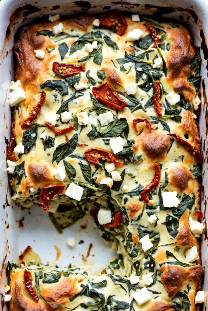 Spinach, Feta & Sun-Dried Tomato Strata