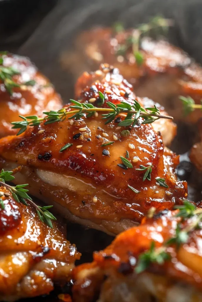 Sticky Honey Mustard Chicken Thighs