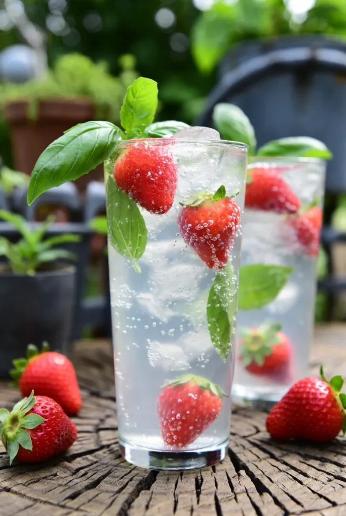 Strawberry Basil Sparkling Lemonade
