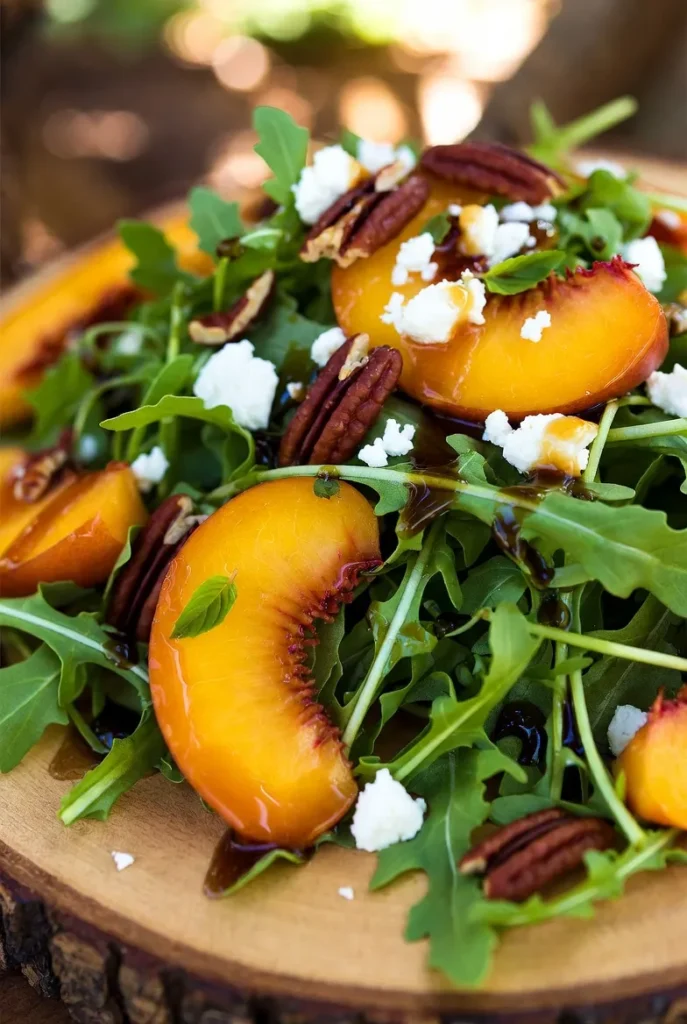 Sweet Peach & Arugula Salad with Goat Cheese
