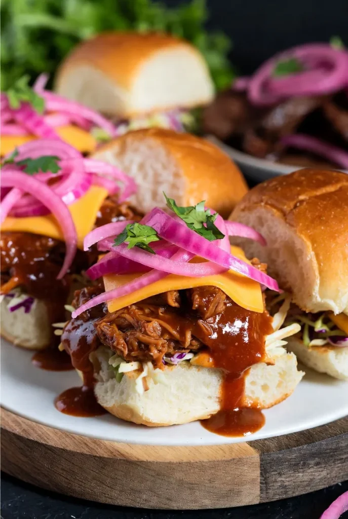 Tangy BBQ Beef Sliders with Pickled Onions