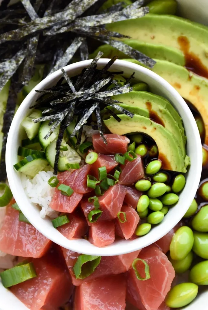 Tuna Poke Bowl with Avocado and Edamame