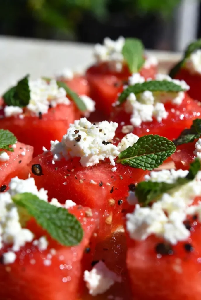 Watermelon Feta Bites with Mint