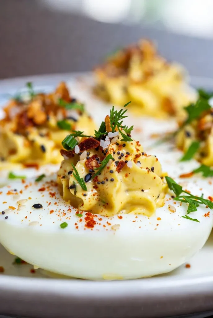 Zesty Deviled Eggs with Everything Bagel Crunch