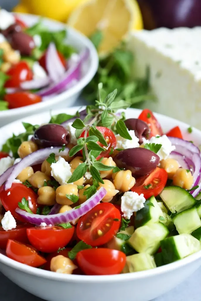 Zesty Greek Chickpea Salad Bowls
