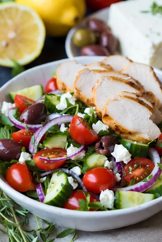 Zesty Greek Salad with Grilled Chicken