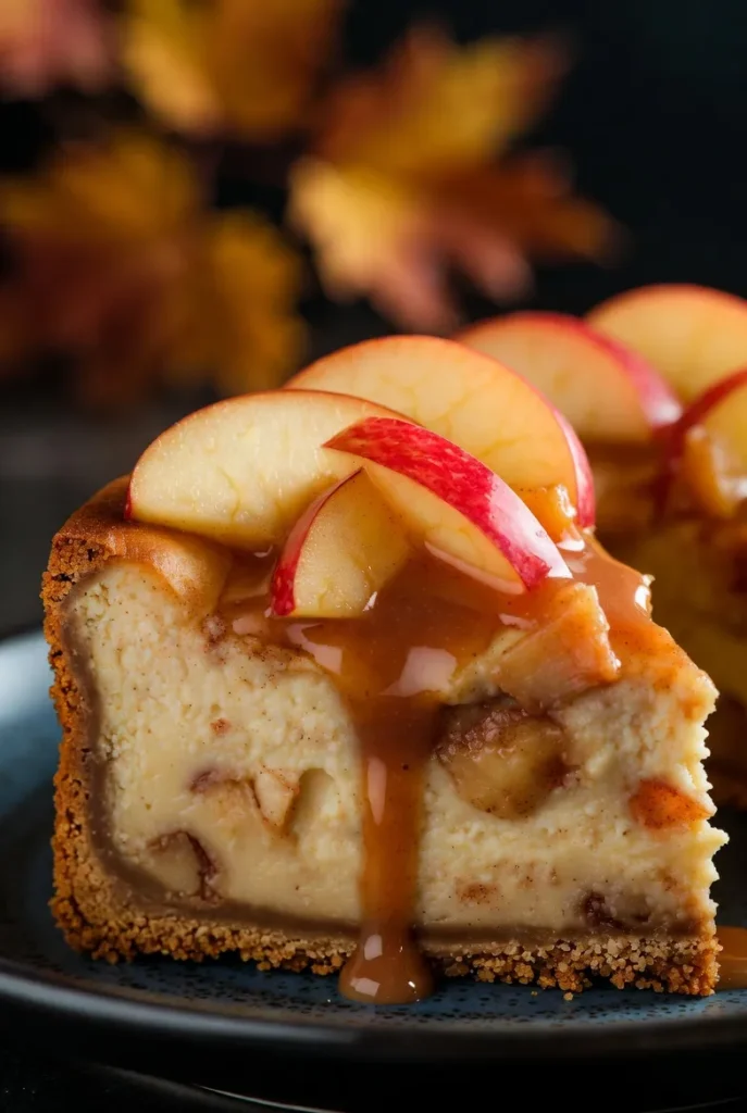 Apple Cinnamon Cheesecake with Caramel Drizzle