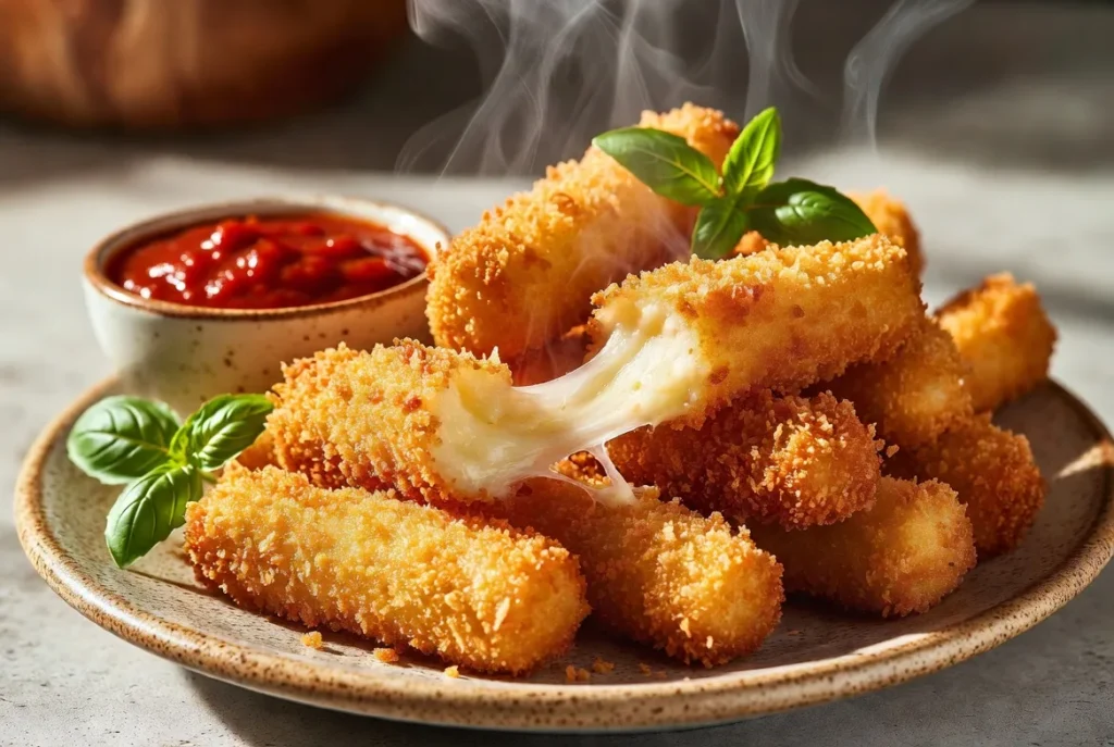 Crispy Air Fryer Mozzarella Sticks with Marinara