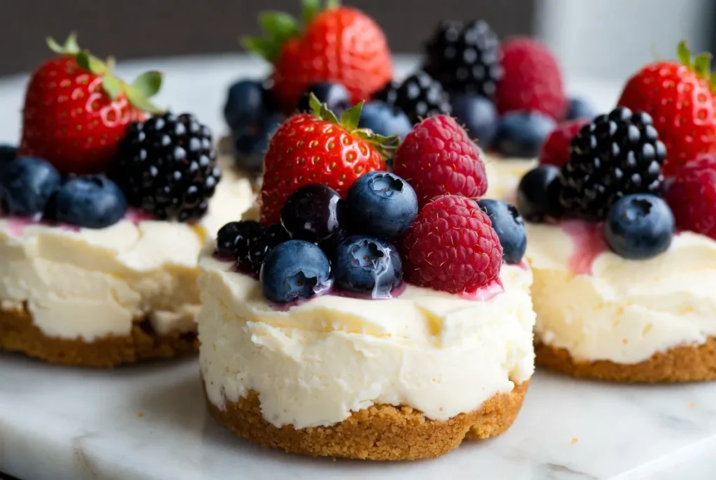 Easy No-Bake Cheesecake Bites with Fresh Berry Topping
