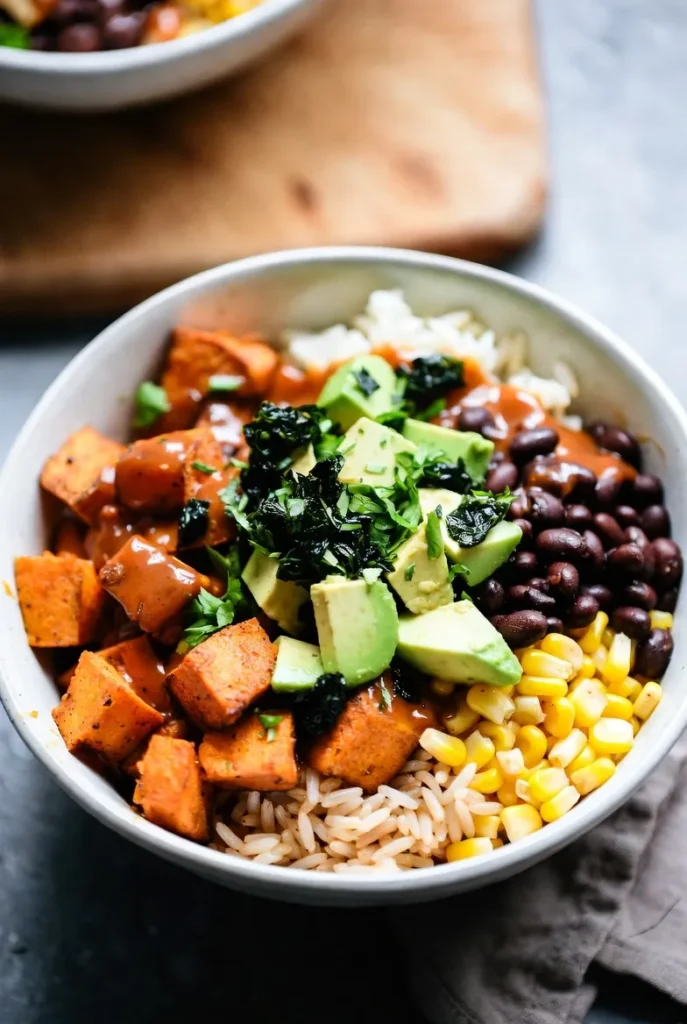 Hearty Black Bean & Sweet Potato Burrito Bowls
