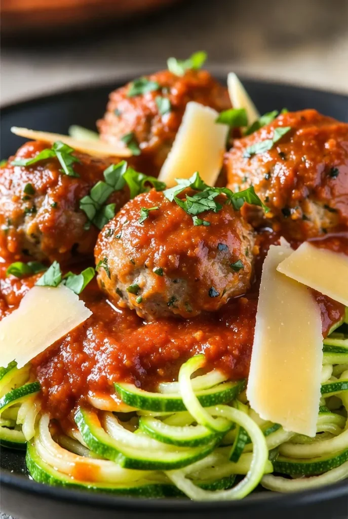 Herb Turkey Meatballs with Zucchini Noodles