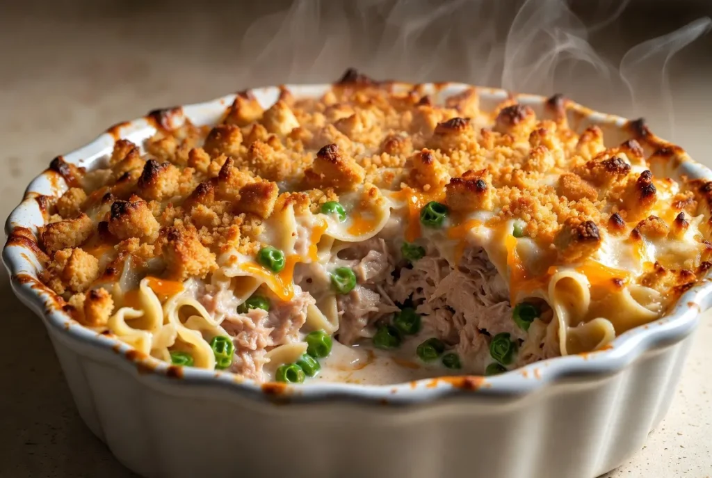 Old-Fashioned Tuna Noodle Casserole with Buttery Ritz Crackers