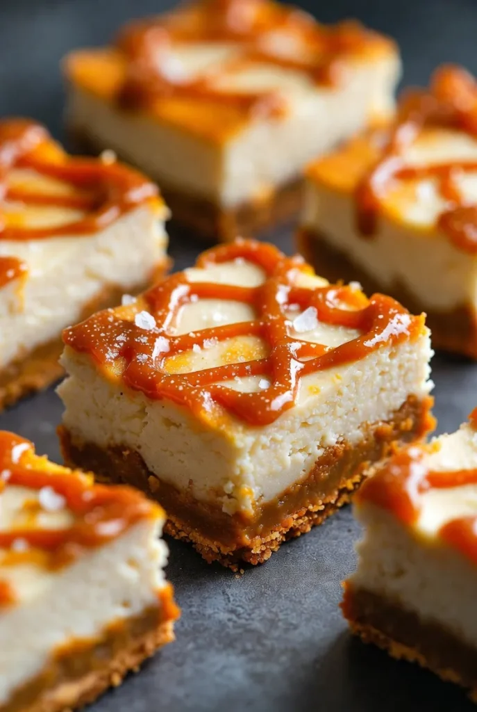 Salted Caramel Pumpkin Cheesecake Bars