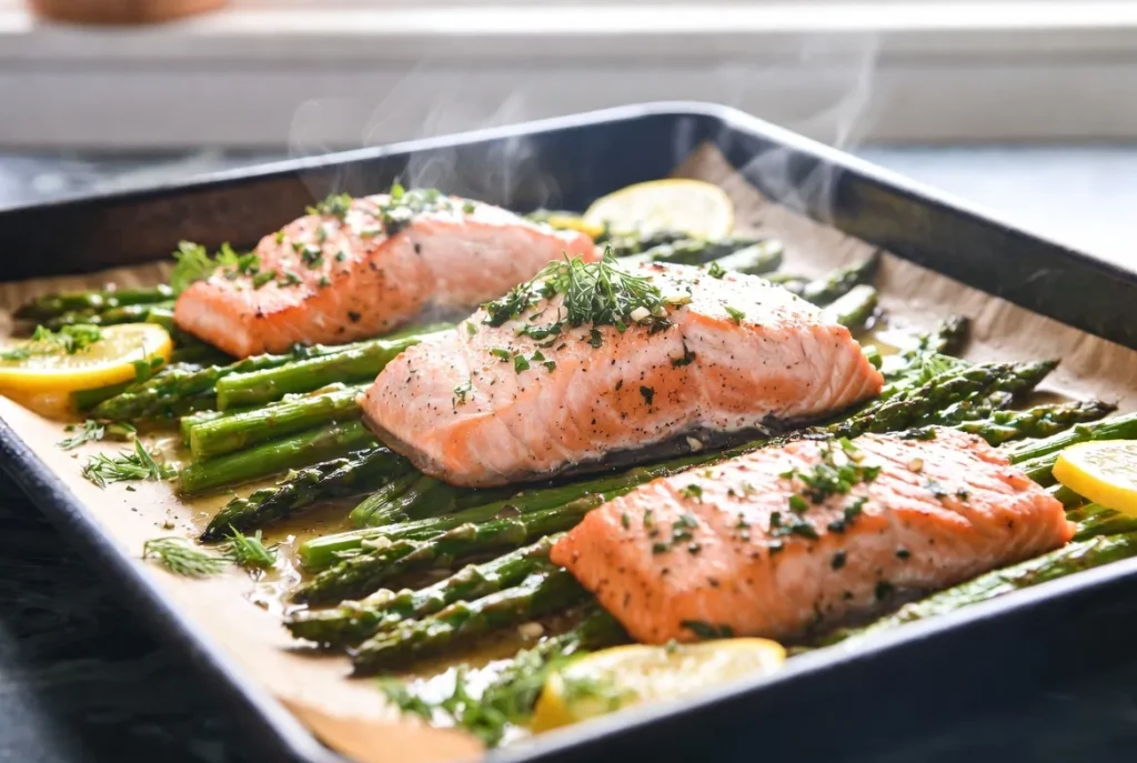 Sheet Pan Lemon Herb Salmon with Roasted Asparagus