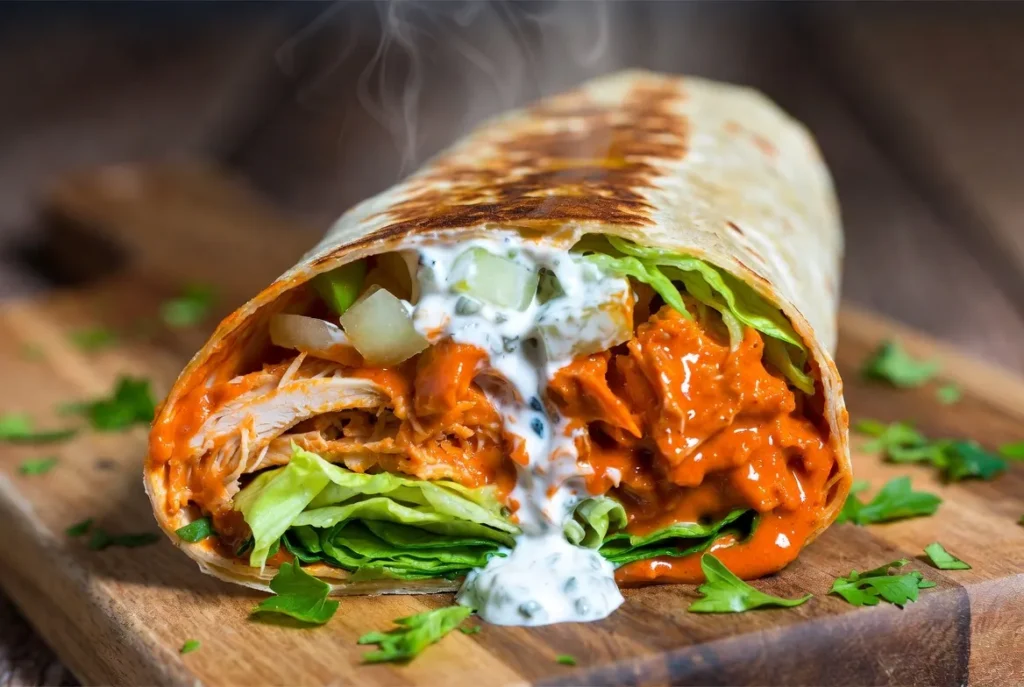 Spicy Buffalo Chicken Wraps with Blue Cheese Dressing