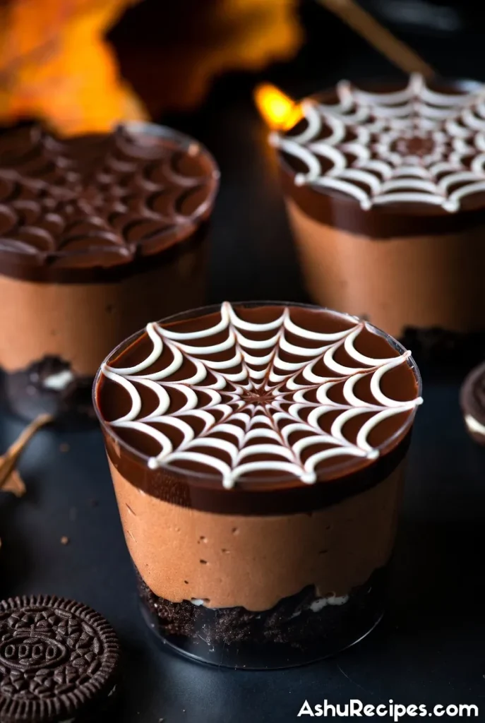 Spider Web Chocolate Pudding Cups