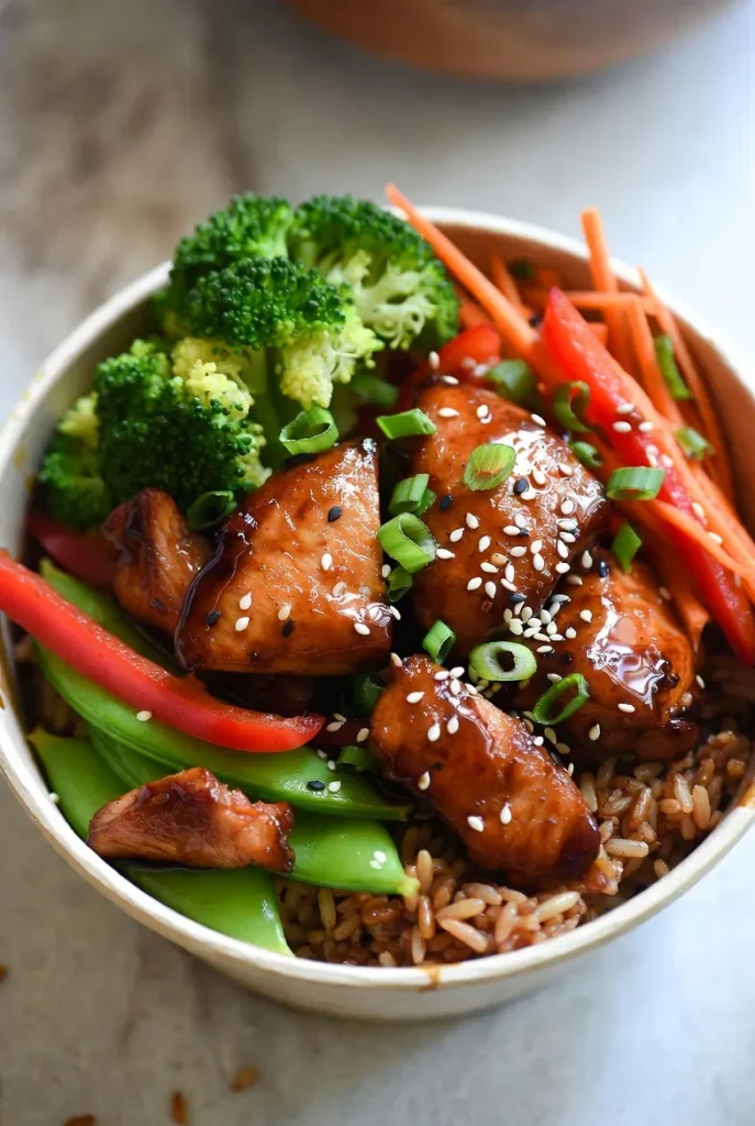 Sticky Teriyaki Chicken Veggie Bowl