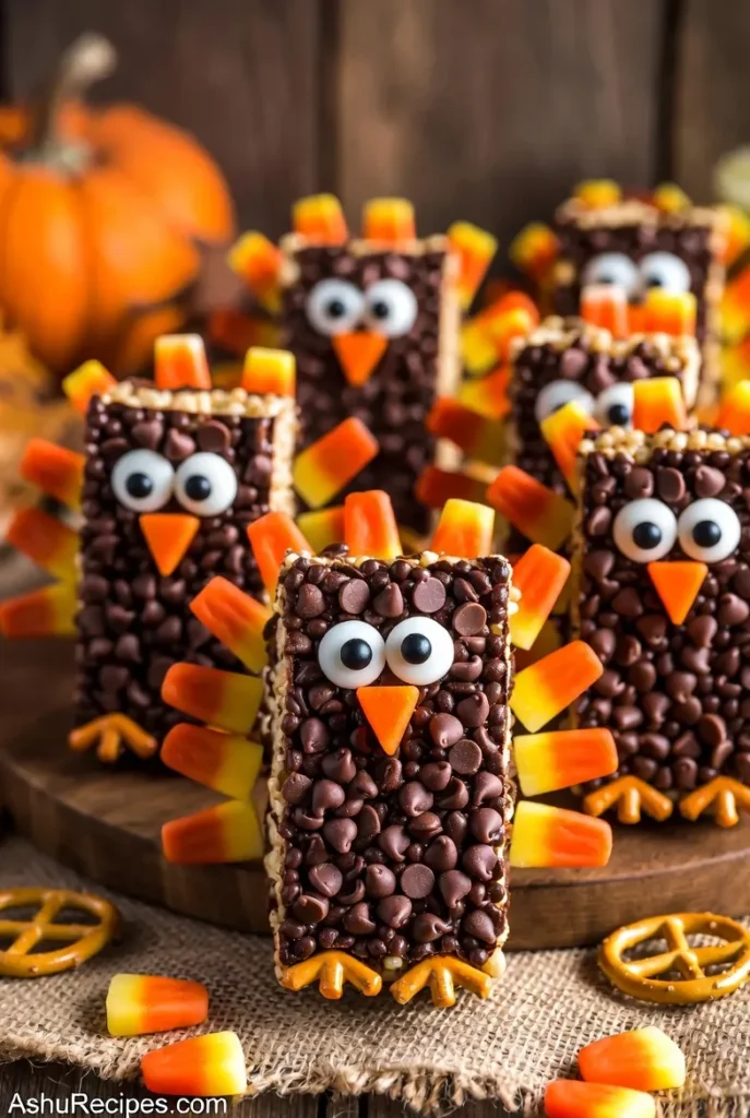 Turkey-Shaped Chocolate Rice Krispie Treats