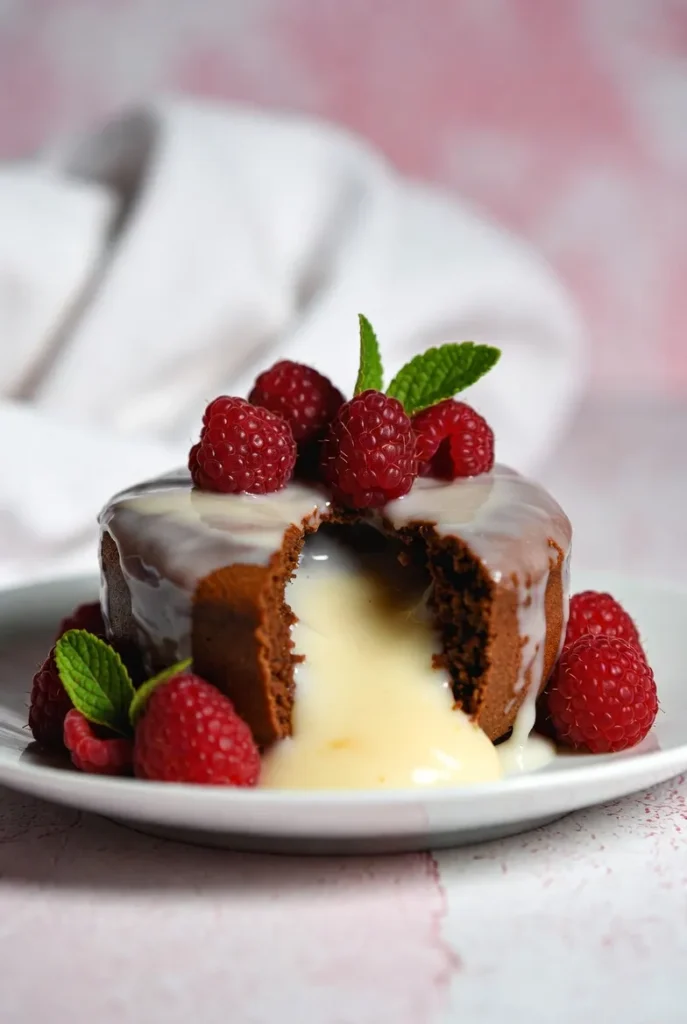 White Chocolate Raspberry Lava Cake