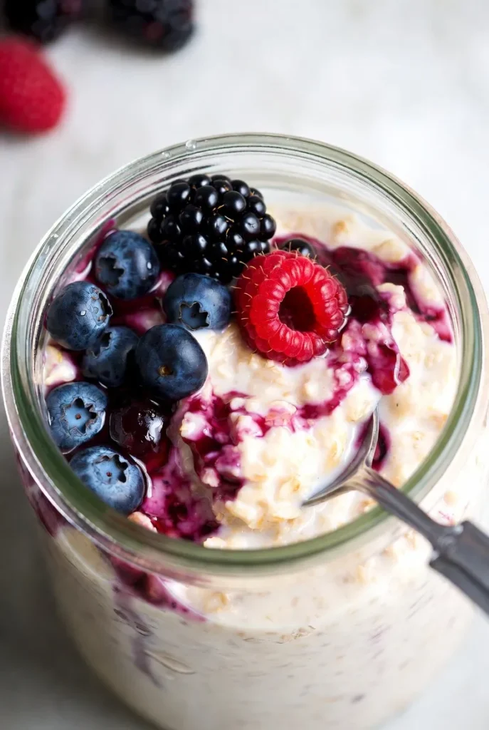 Creamy Overnight Oats with Berry Swirl (Breakfast All Week Hero)