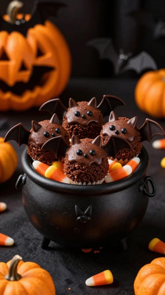 Bat-Winged Brownie Cups with Chocolate “Wings”