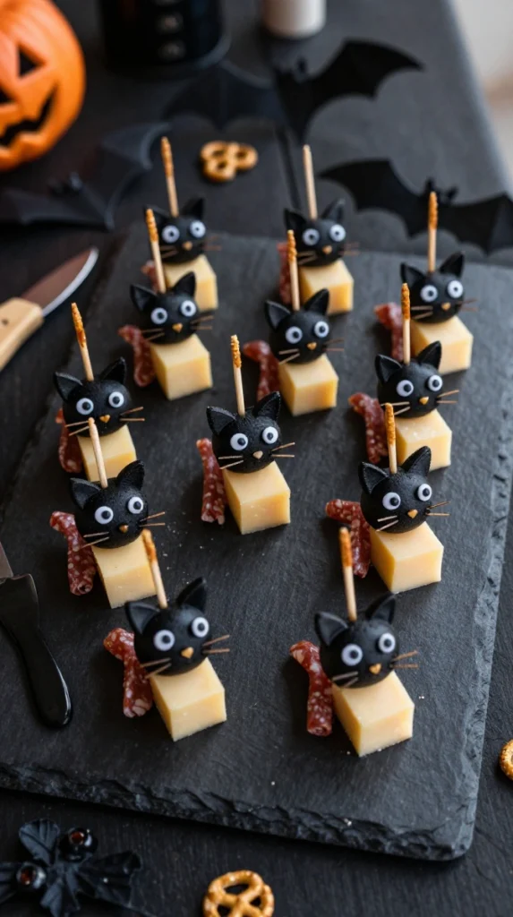 Black Cat Charcuterie Board Bites