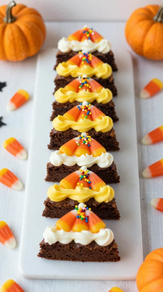 Candy Corn Brownie Slices