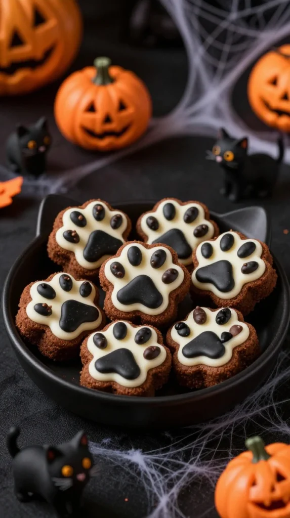Cat Paw Brownie Bites with White Chocolate Paws
