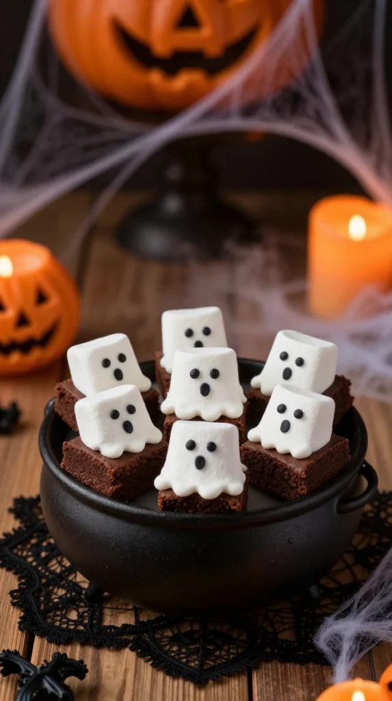 Ghostly Brownie Cubes