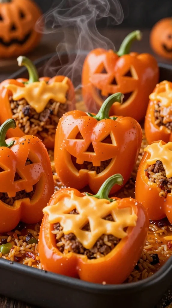 Jack-o’-Lantern Stuffed Peppers