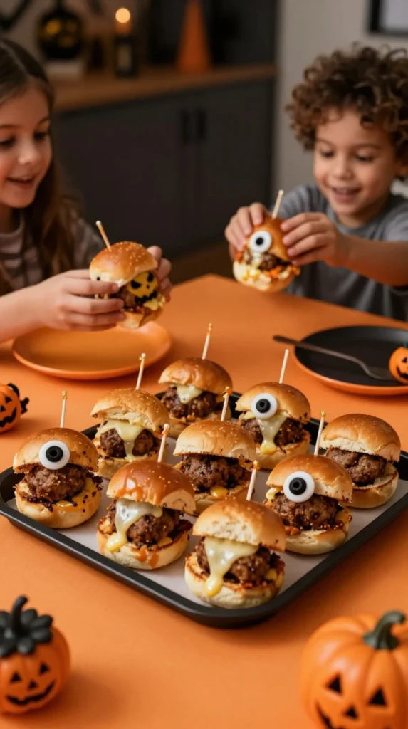 Mini Meatball Sliders with a Spooky Twist