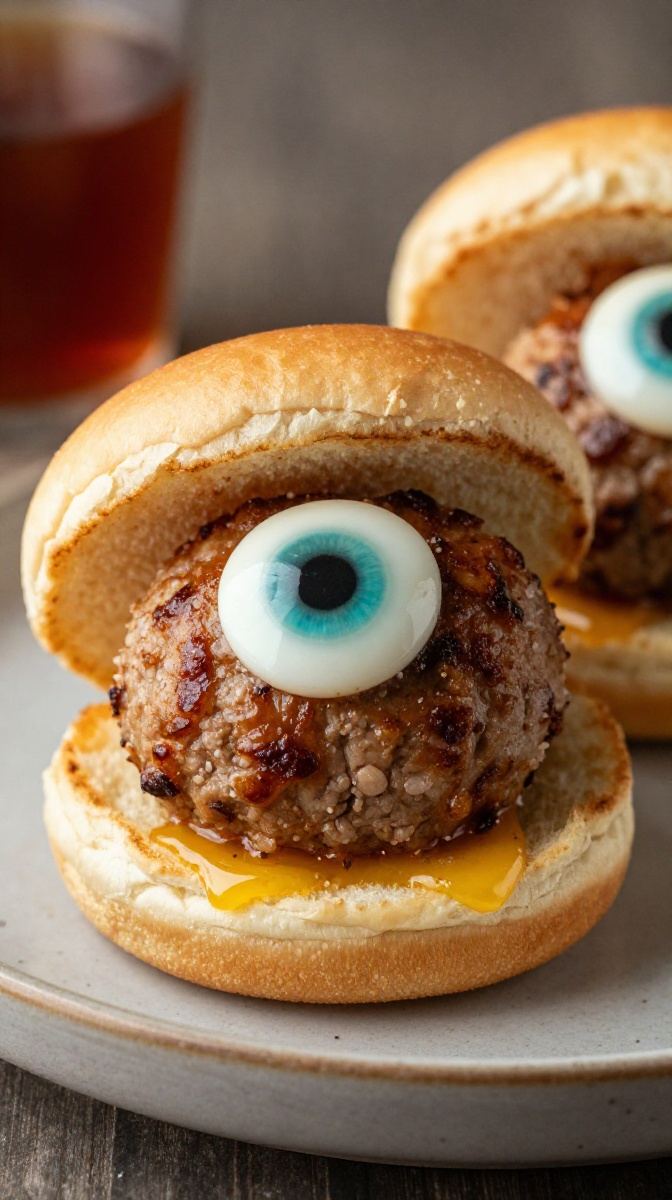 Monster Eye Meatball Sliders