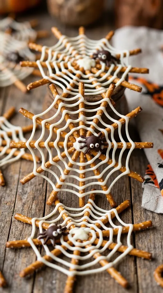 Salty-Sweet Pretzel Spider Webs