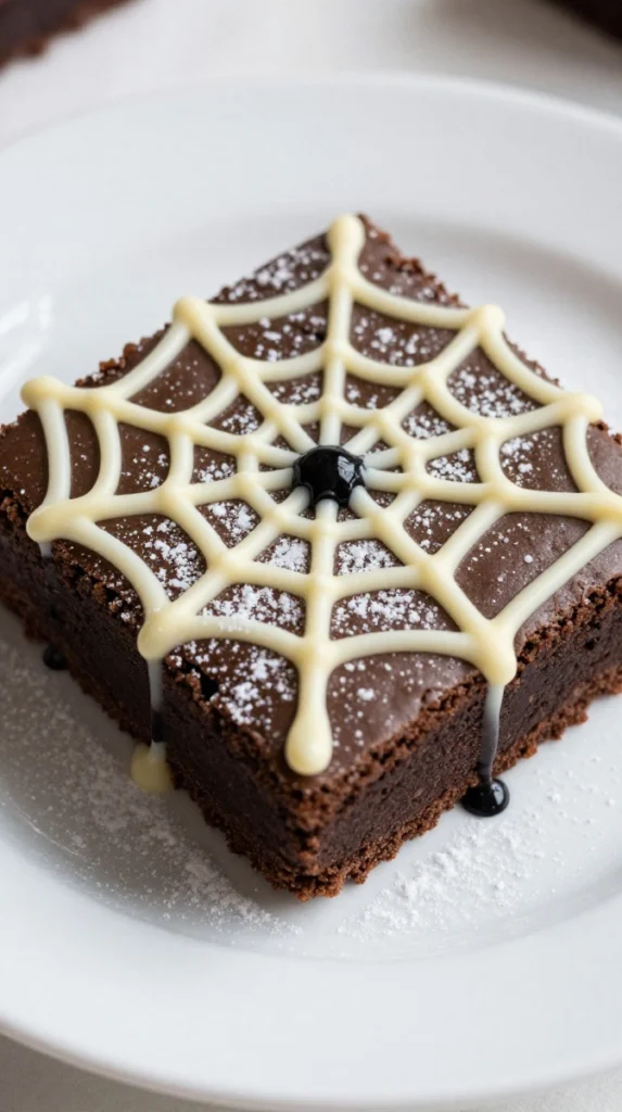 Spider Web Brownie Squares