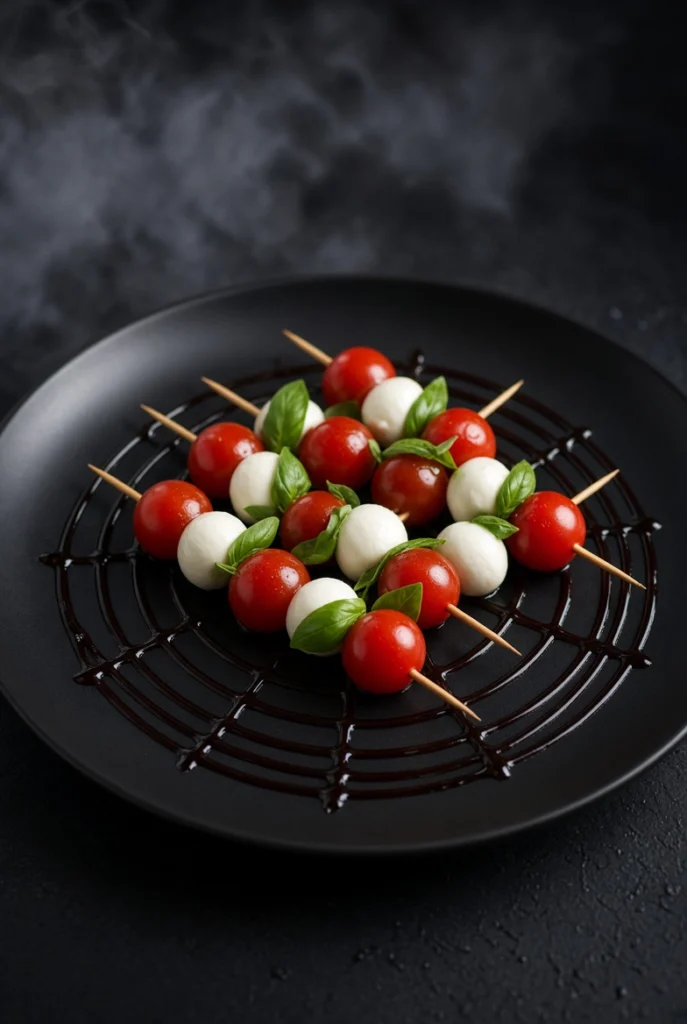 Spider Web Caprese Skewers