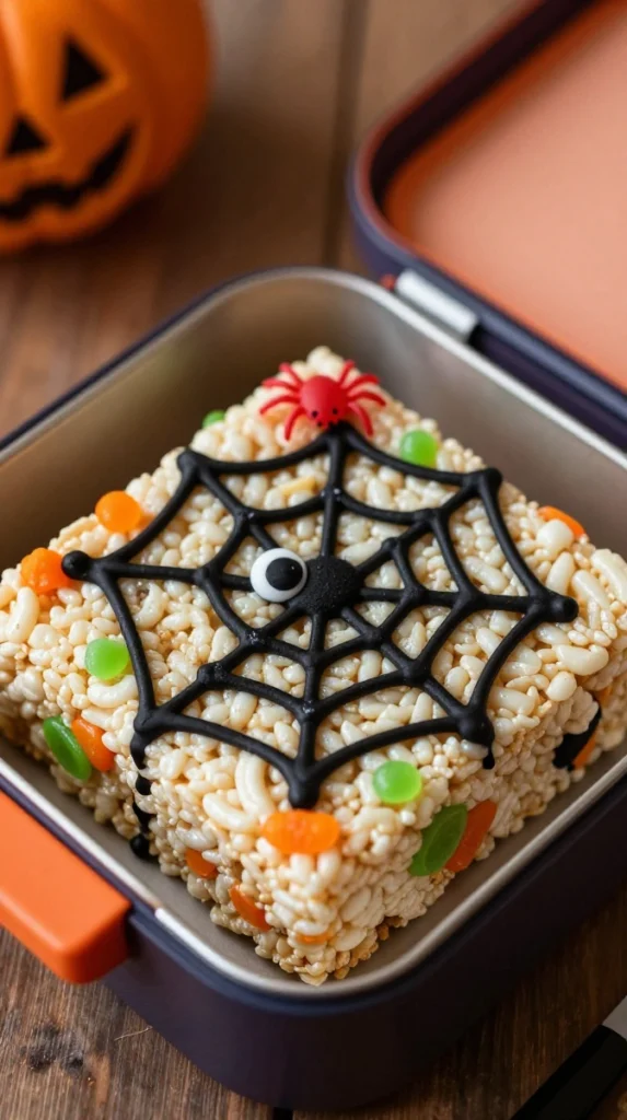 Spooky Spiderweb Rice Krispie Treats