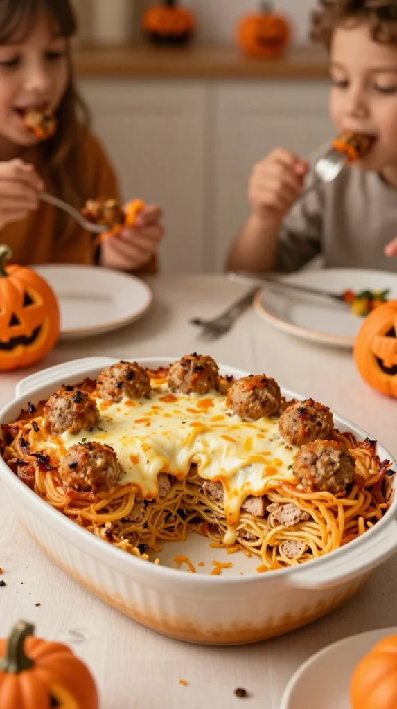 Turkey Meatball Spaghetti Bake